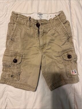abercrombie kids Tan Cargo Shorts with Button Pockets